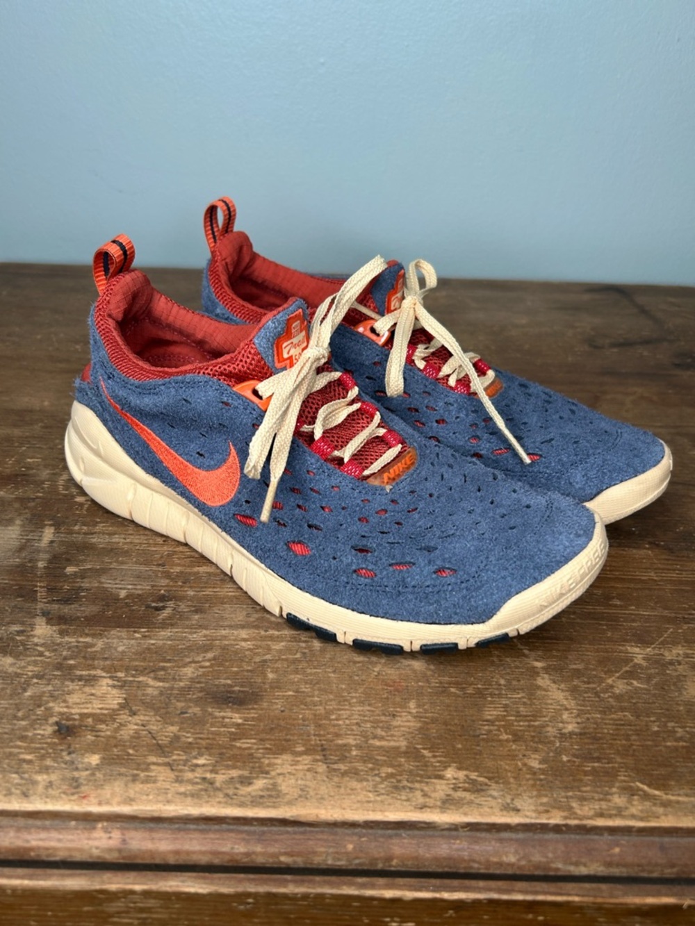 Nike Free Run Trail Thunder Blue-Orange Sport Sneakers Men's US 9.5 CW5814-400